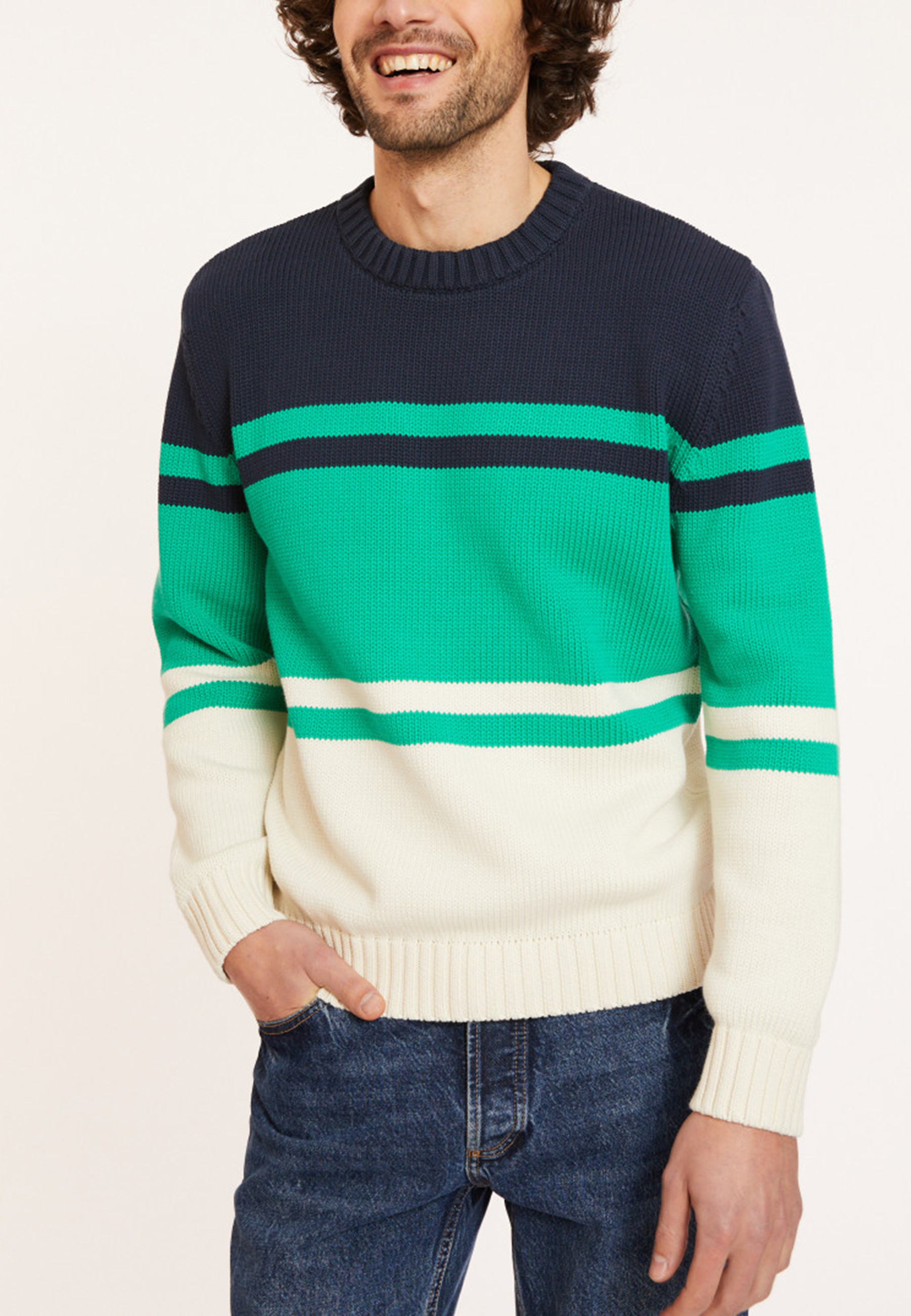 Tri-colored cotton sweater - Dustin
