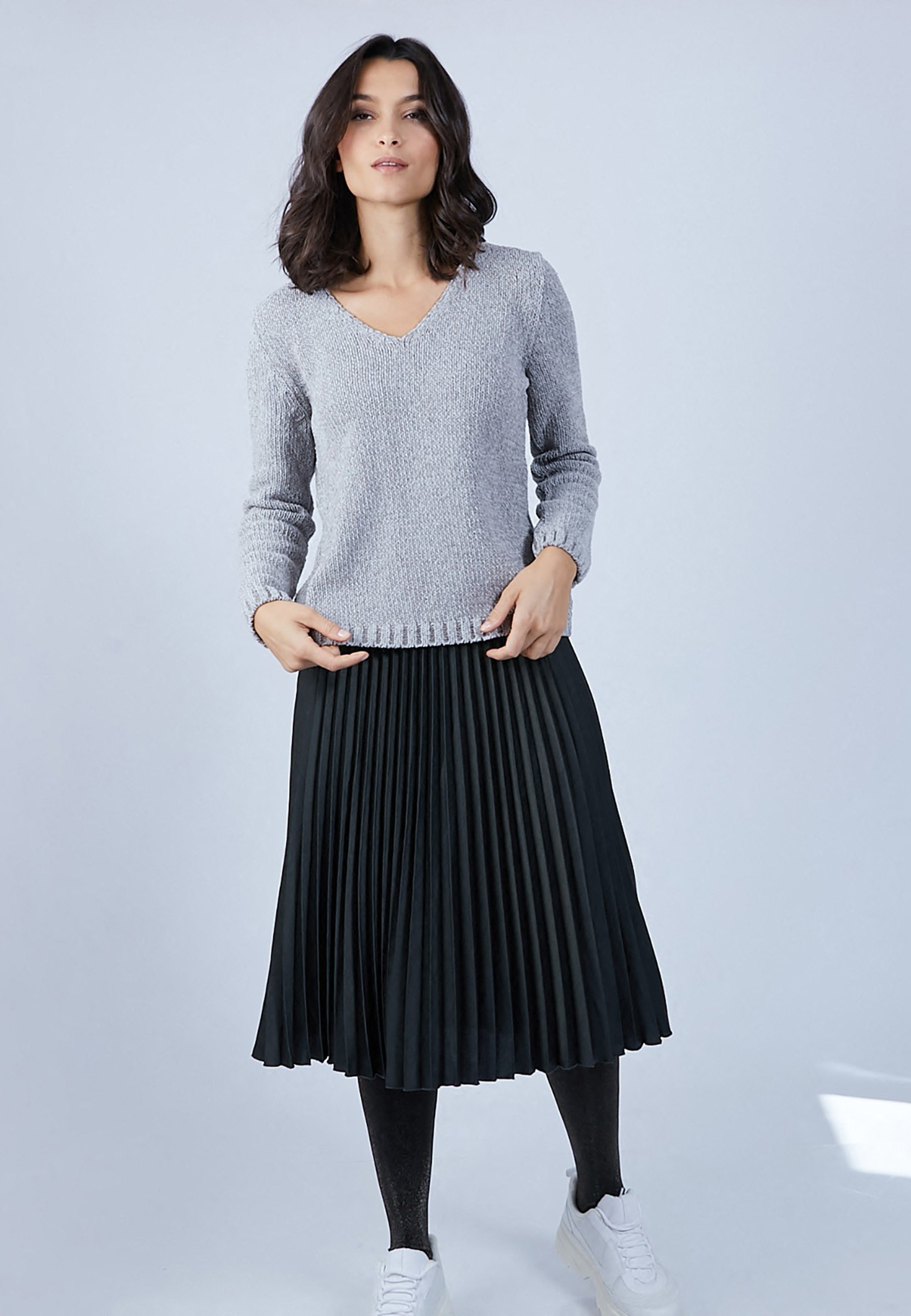 Pull col V en soie & laine velours - Bobby