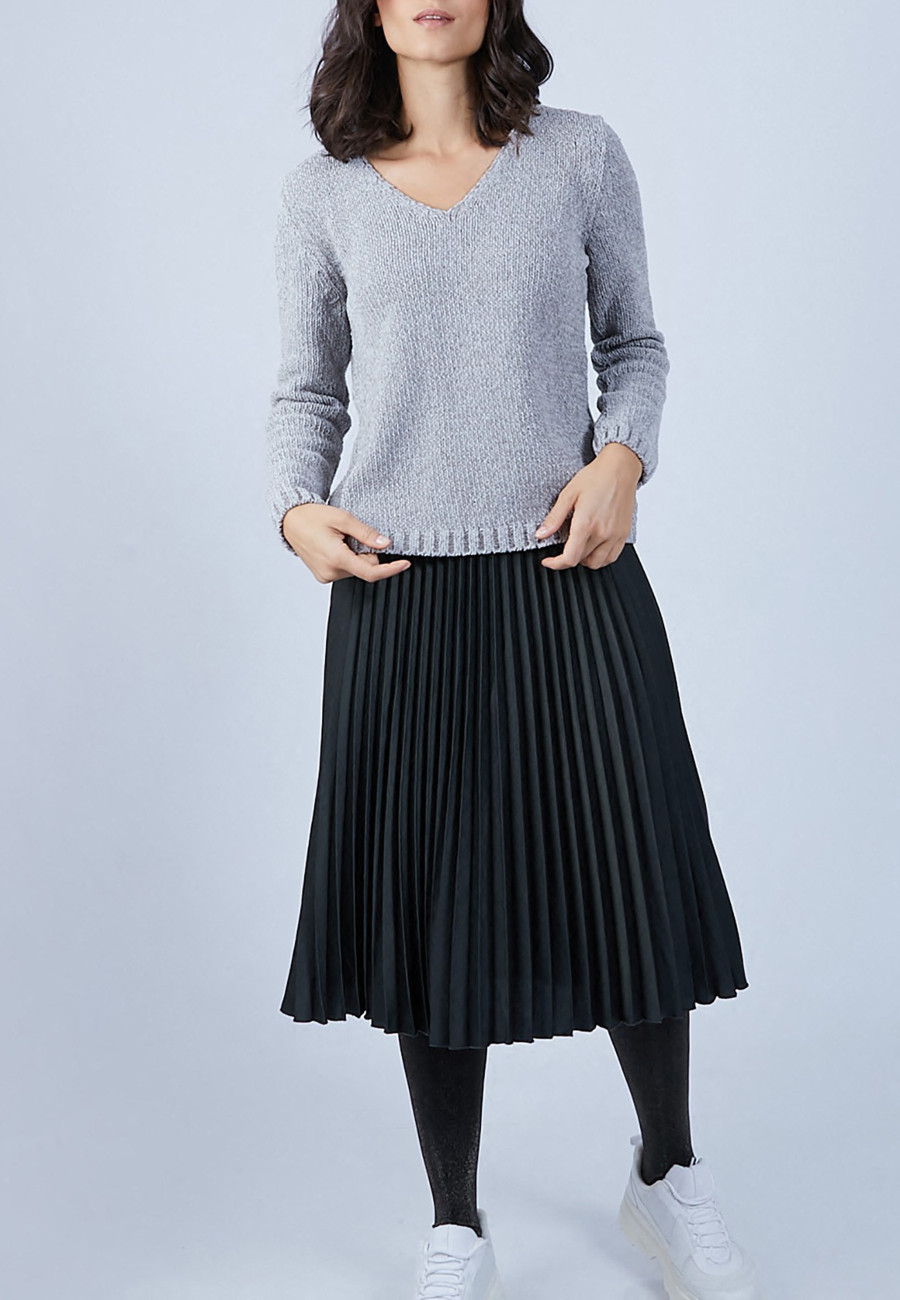 Pull col V en soie laine velours - Bobbye