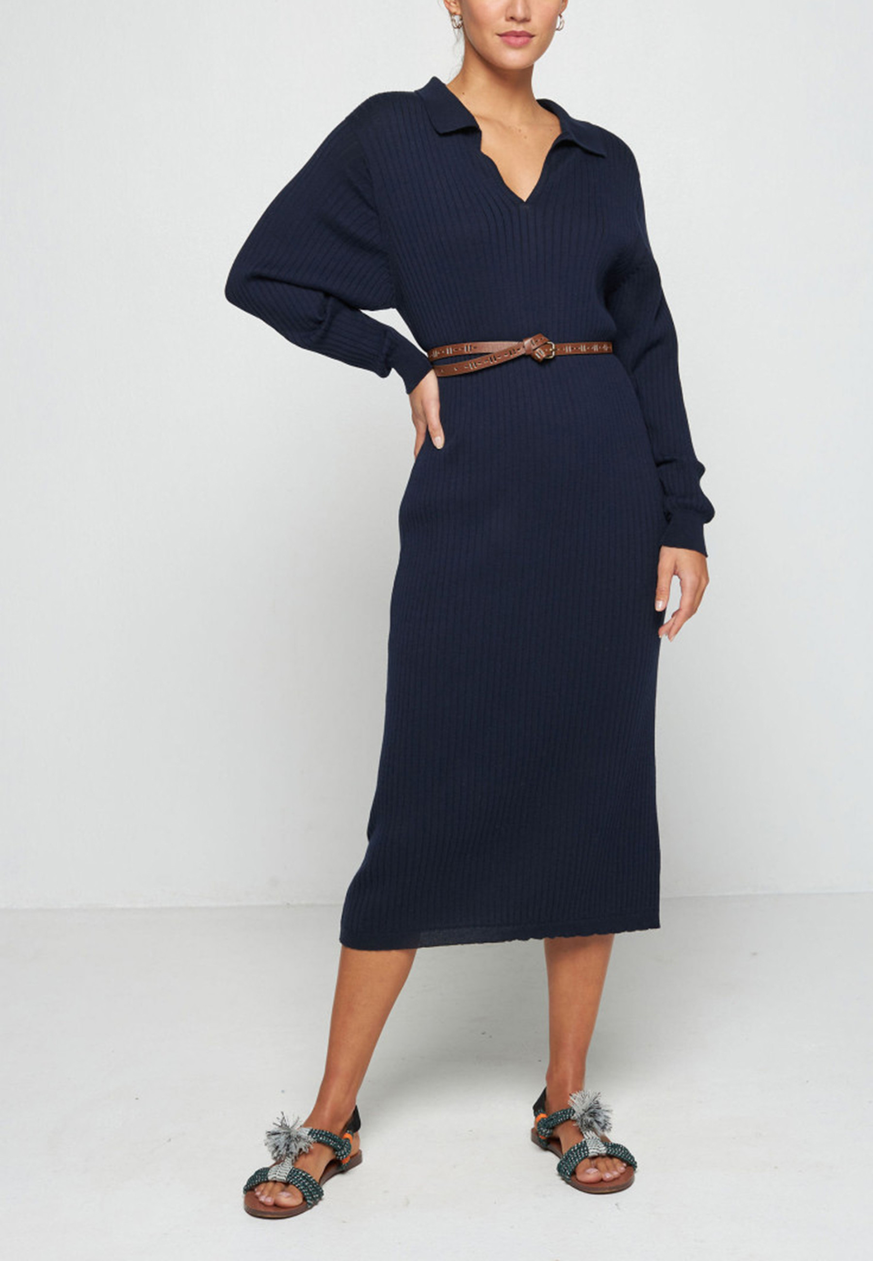 Robe longue en coton bio - Sibylle 7650 kaki - 83 Kaki