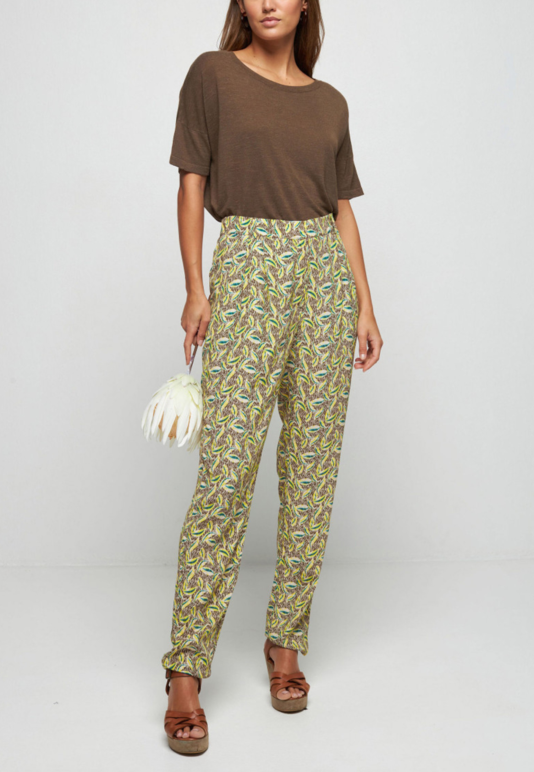 Patterned trousers in viscose warp and weft - Septime