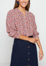 Chemisier manches longues à motifs en chaine et trame viscose - Seina 7723 kaki - 83 Kaki