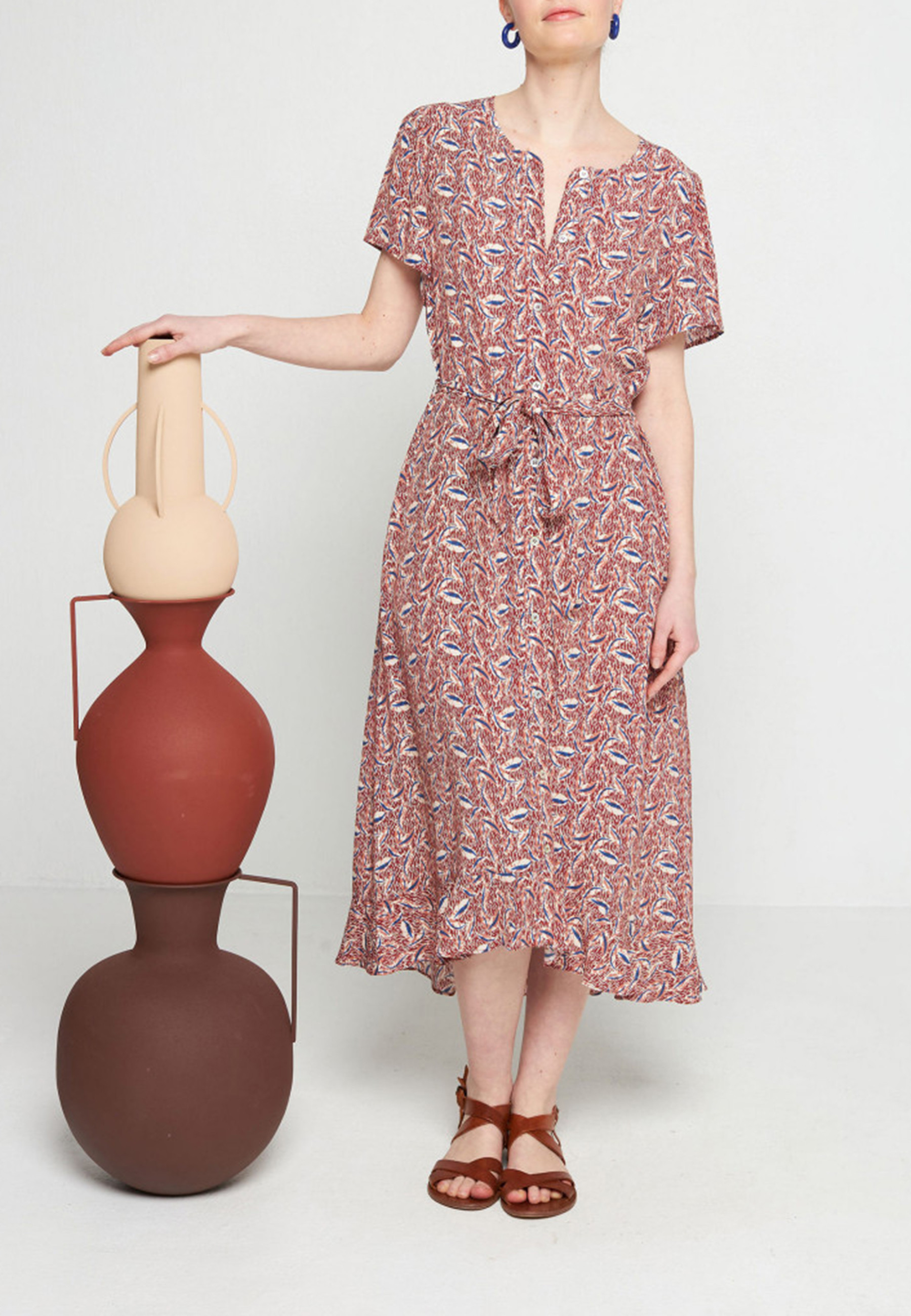 Robe longue à motifs en chaine et trame viscose - Sefiane