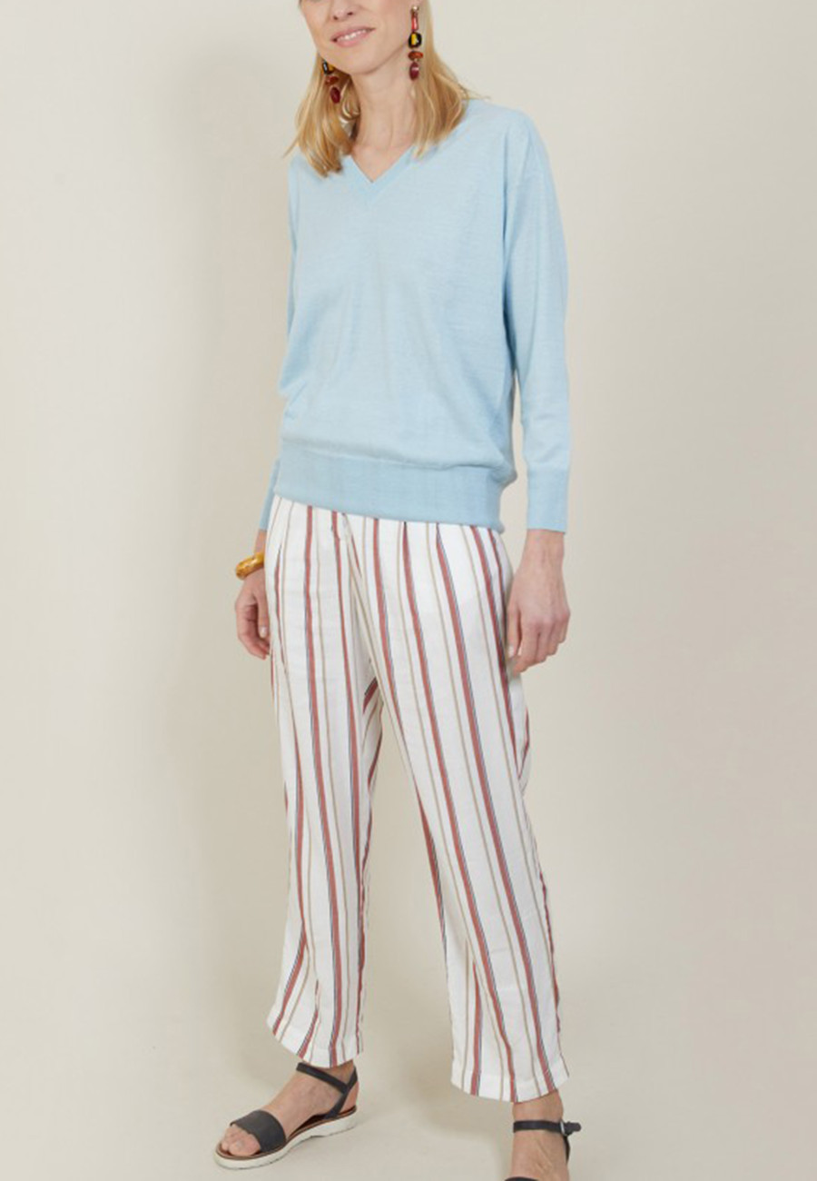 Pull emmanchures marteau en lin cachemire - Bailen