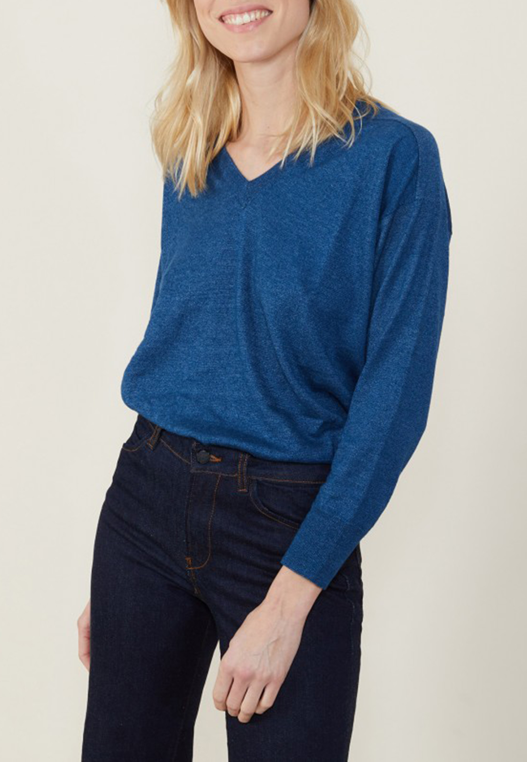 Pull emmanchures marteau en lin cachemire - Bailen