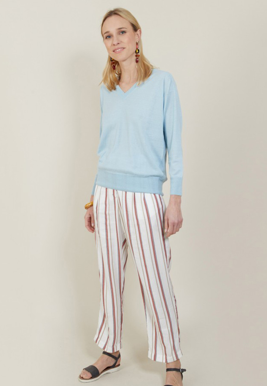 Pull emmanchures marteau en lin cachemire - Bailen