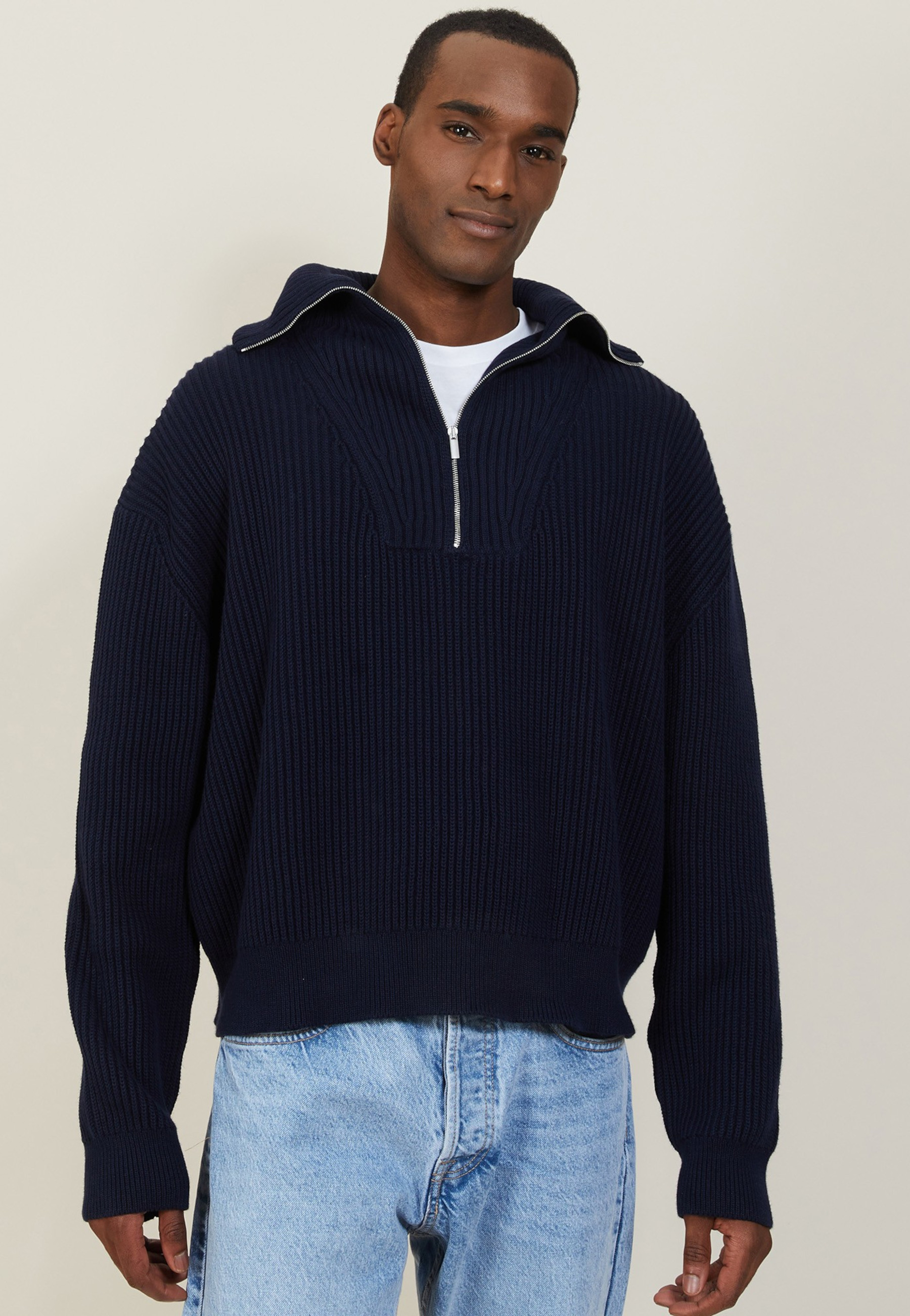 Pull col camionneur en gros coton bio - Bill