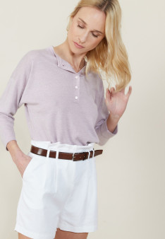 Pull col boutonné en lin cachemire - Naza