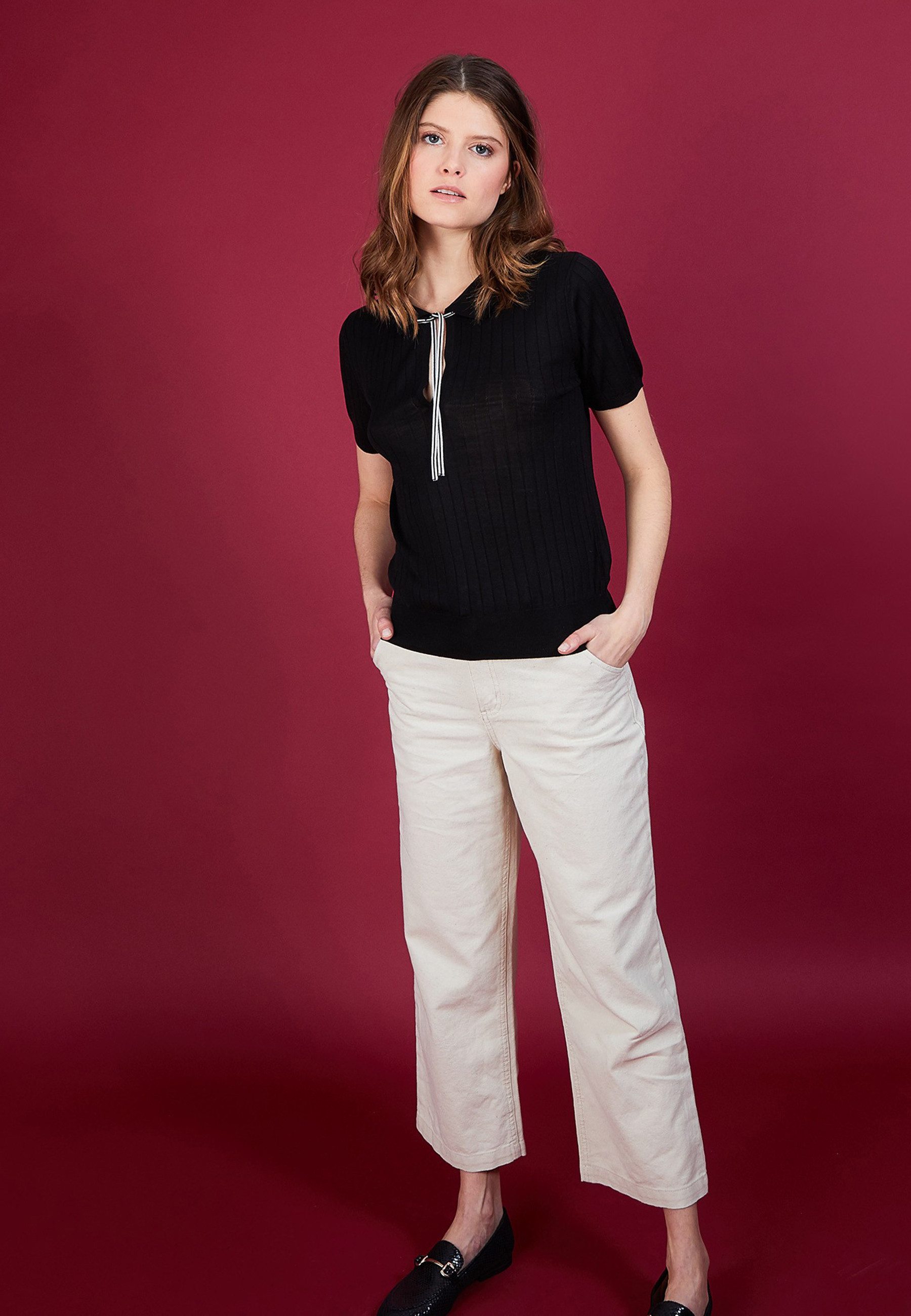 Pull col polo soie naturelle - Alya