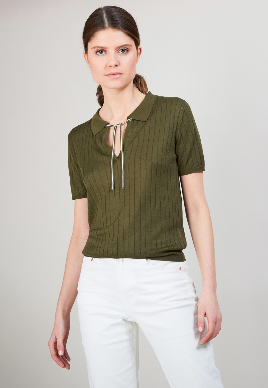 Pull col polo soie naturelle - Alya