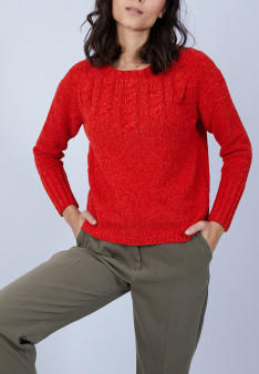 Pull avec torsades en soie et laine velours - Bahamas