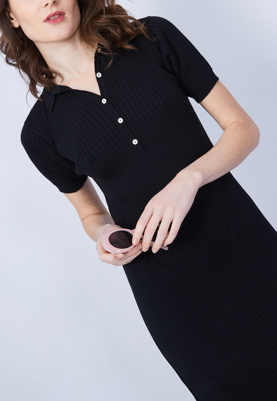 Cotton dress with polo collar - JACEE