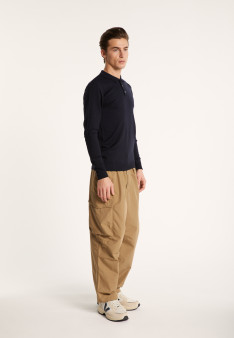 Pull col polo en 100% laine mérinos - Beni 6843 azur - 06 Bleu moyen