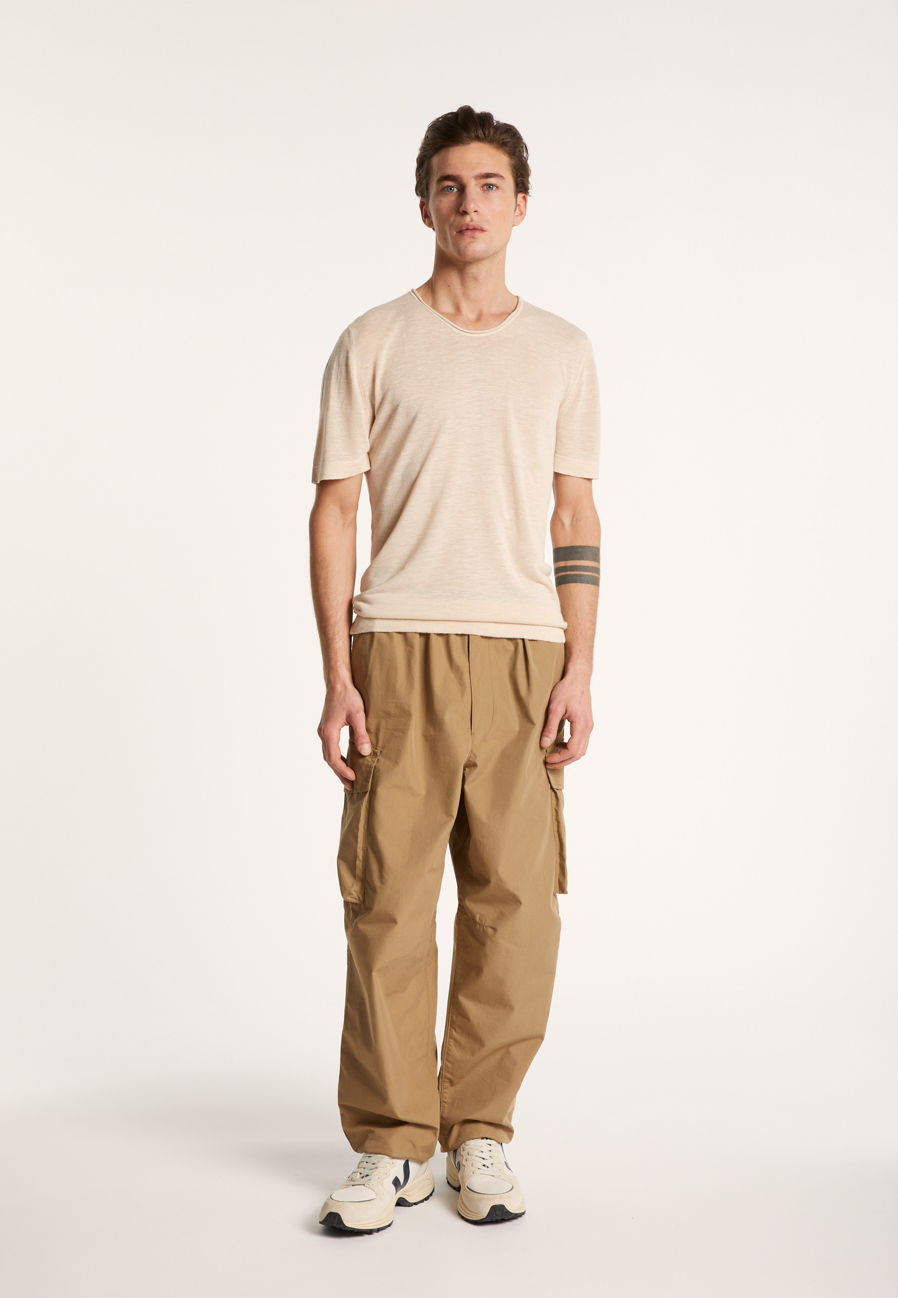 T-shirt col rond en lin flammé - Boséa 6851 maquis - 83 Kaki