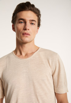 T-shirt col rond en lin flammé - Boséa 6851 maquis - 83 Kaki