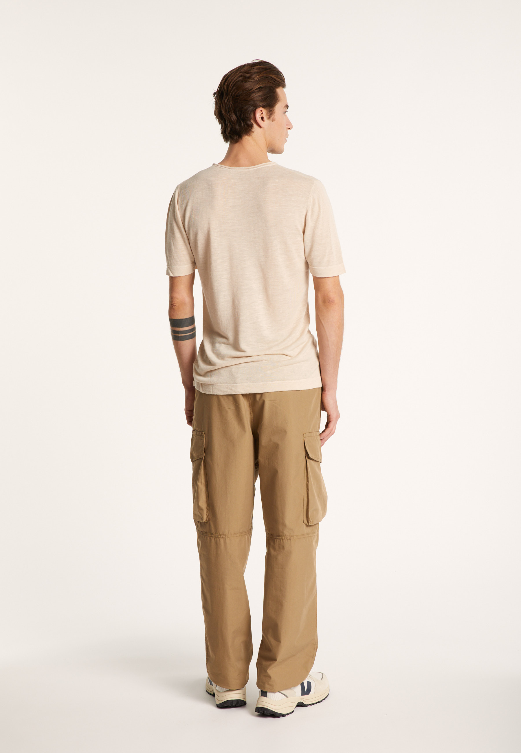T-shirt col rond en lin flammé - Boséa 6851 maquis - 83 Kaki