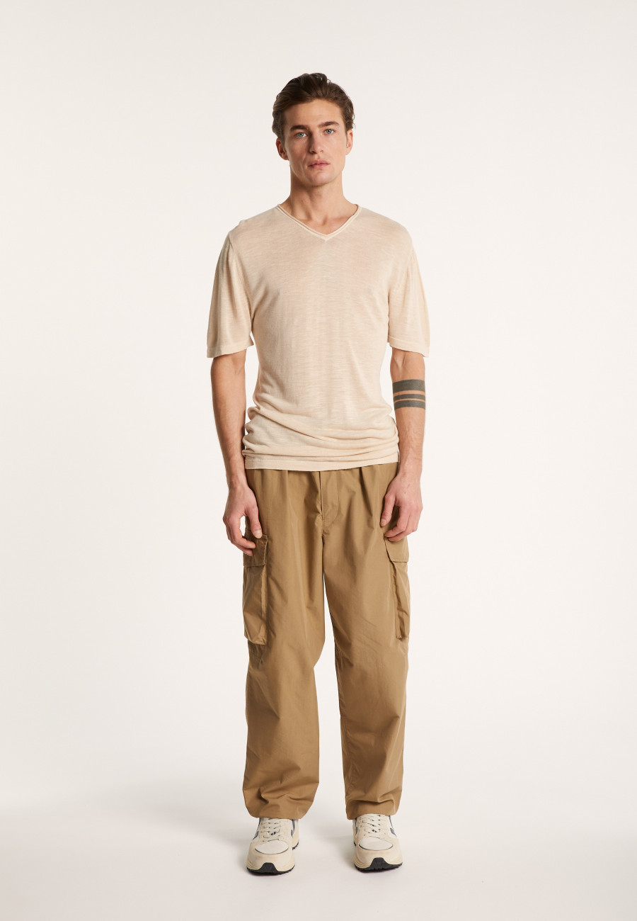 V-neck t-shirt in flamed linen - Reuben