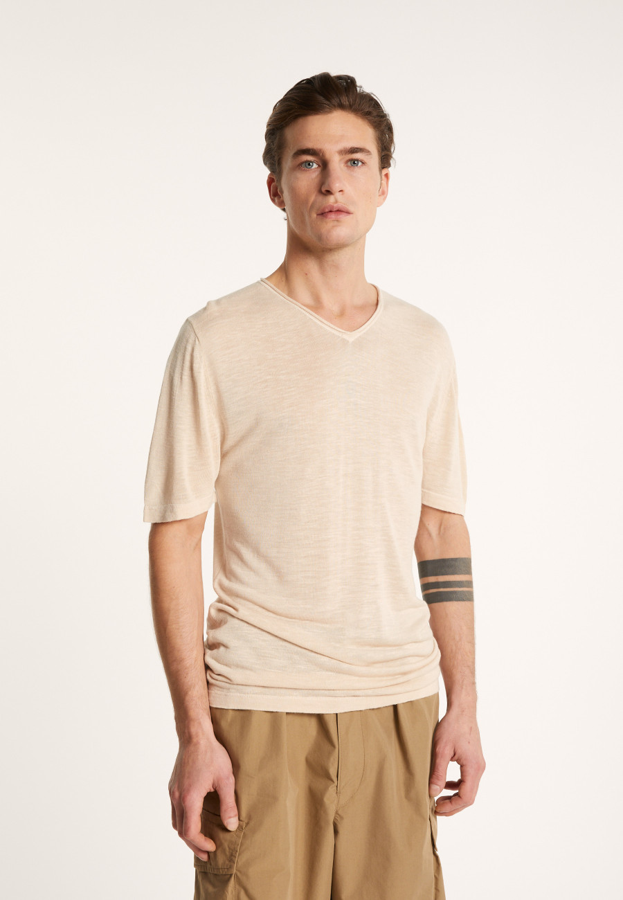 T-shirt col V en lin flammé - Reuben