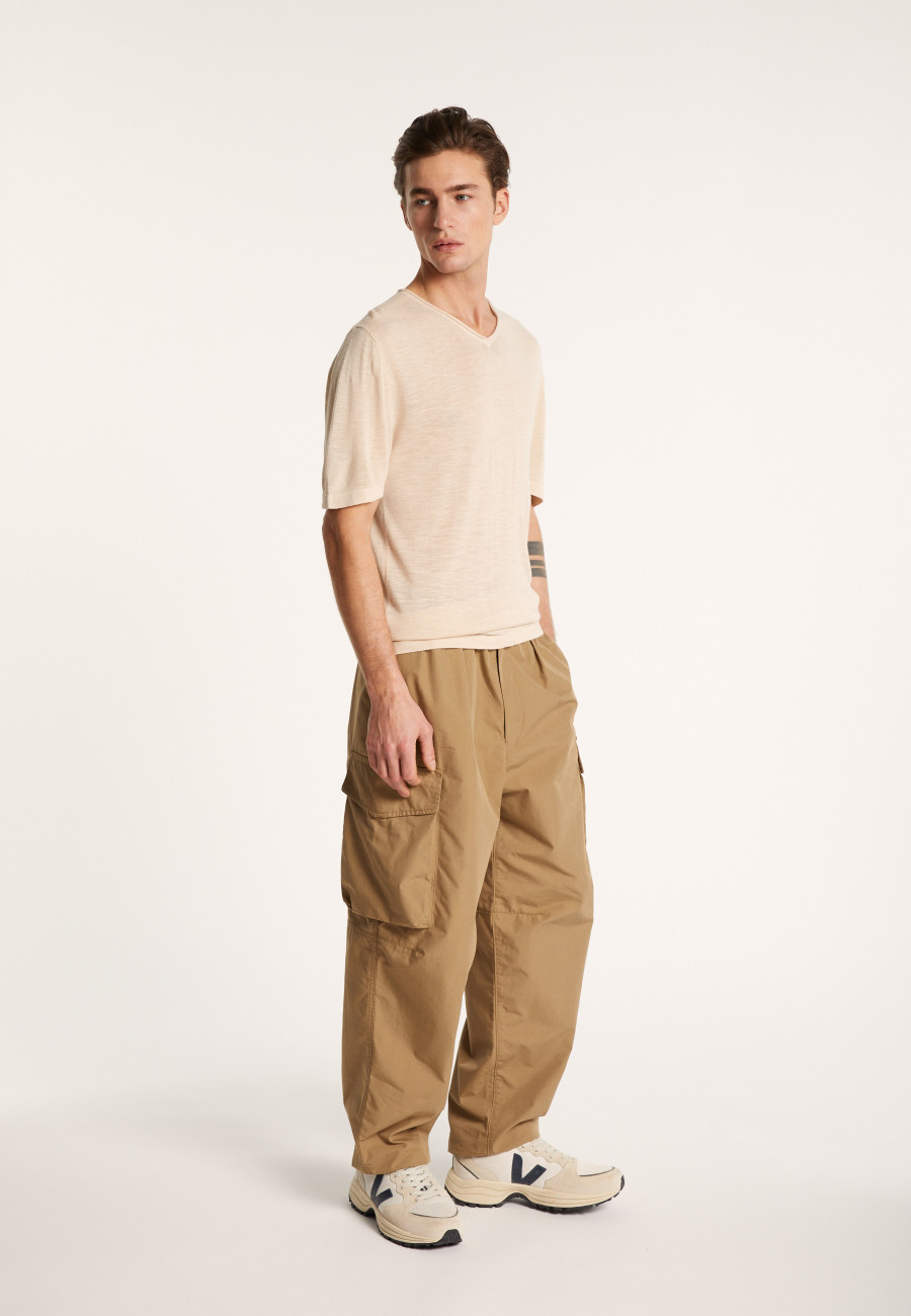V-neck t-shirt in flamed linen - Reuben