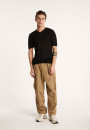 T-shirt col V en lin flammé - Bobélia 6810 noir - 01 Noir