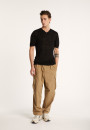 T-shirt col V en lin flammé - Bobélia 6810 noir - 01 Noir