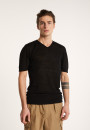 T-shirt col V en lin flammé - Bobélia 6810 noir - 01 Noir