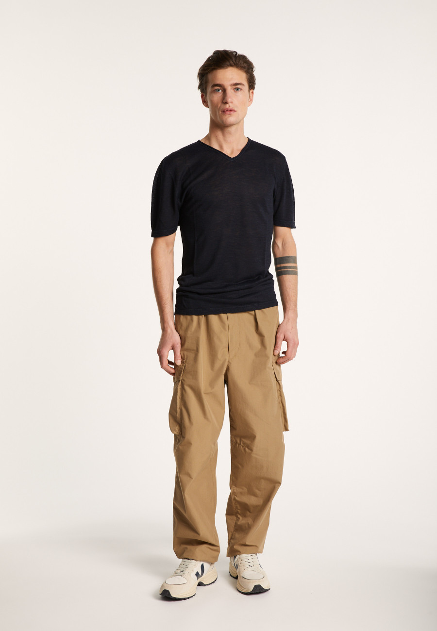 V-neck t-shirt in flamed linen - Reuben
