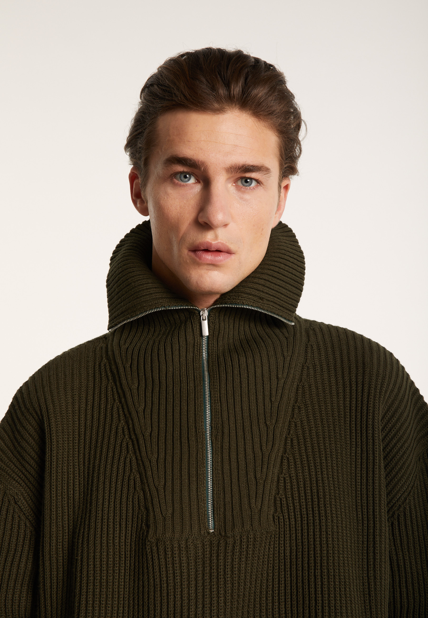 Pull col camionneur en gros coton bio - Bill 7200 blanc - 02 Blanc