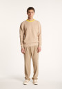 Pull bicolore en gros coton bio - Pacome 7307 sahara/mimosa - 13 Beige moyen