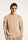 Pull bicolore en gros coton bio - Pacome 7307 sahara/mimosa - 13 Beige moyen