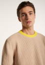 Pull bicolore en gros coton bio - Pacome 7307 sahara/mimosa - 13 Beige moyen