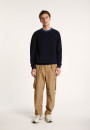 Pull bicolore en gros coton bio - Pacome 7307 sahara/mimosa - 13 Beige moyen