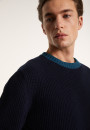 Pull bicolore en gros coton bio - Pacome 7307 sahara/mimosa - 13 Beige moyen