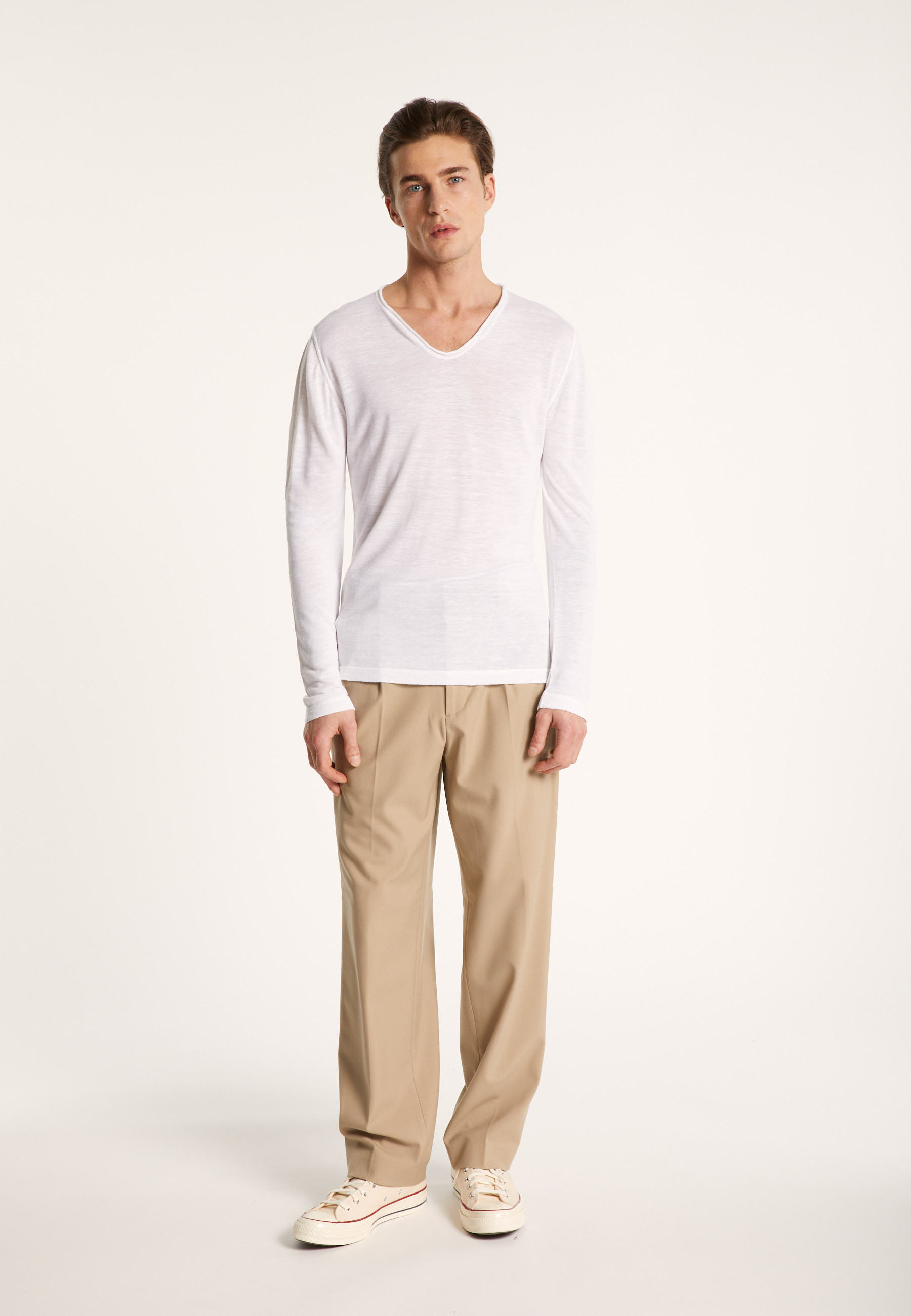 T-shirt col tunisien en lin flammé - Blayne 7230 epice - 46 Marron clair