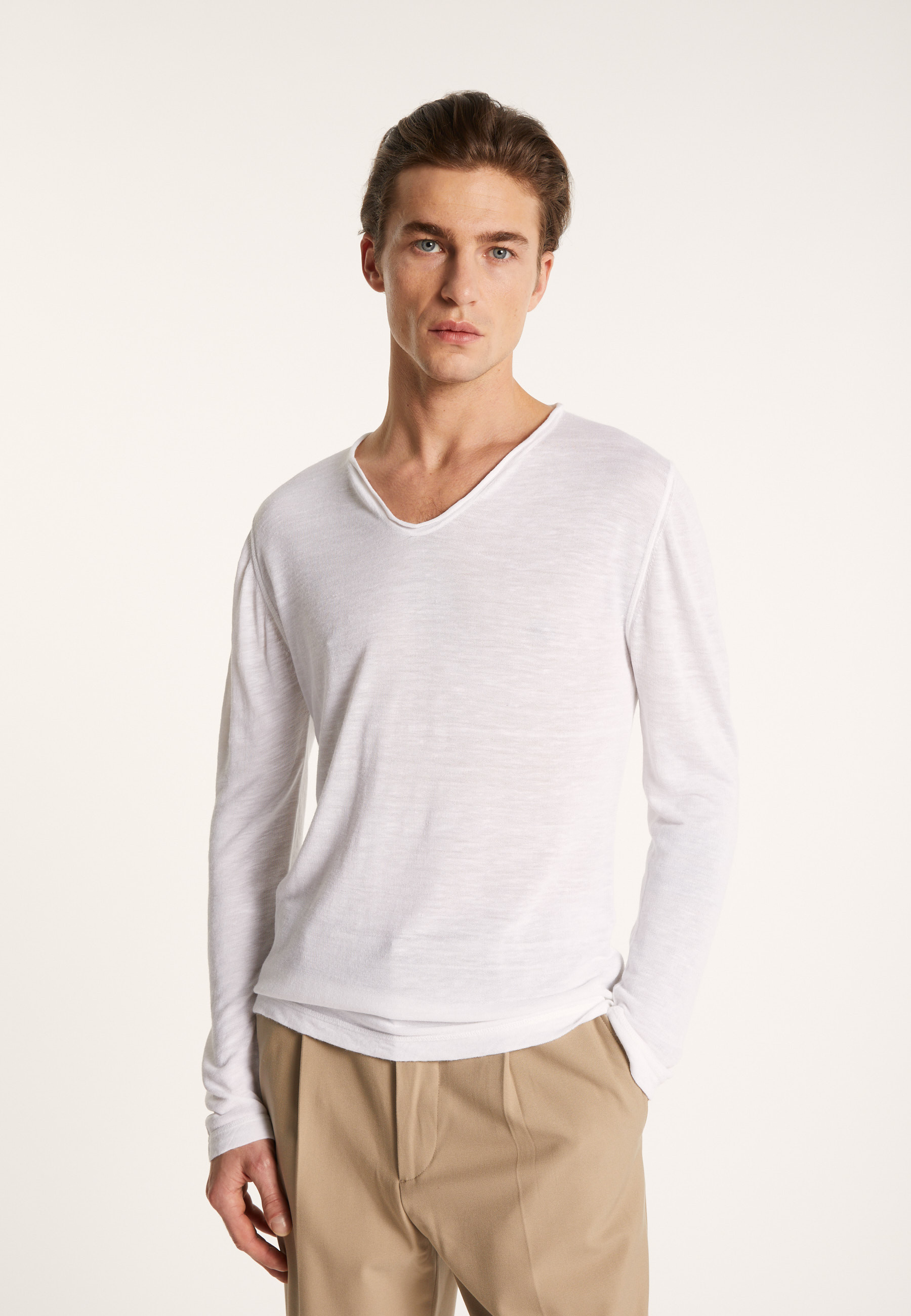 T-shirt col tunisien en lin flammé - Blayne 7230 epice - 46 Marron clair
