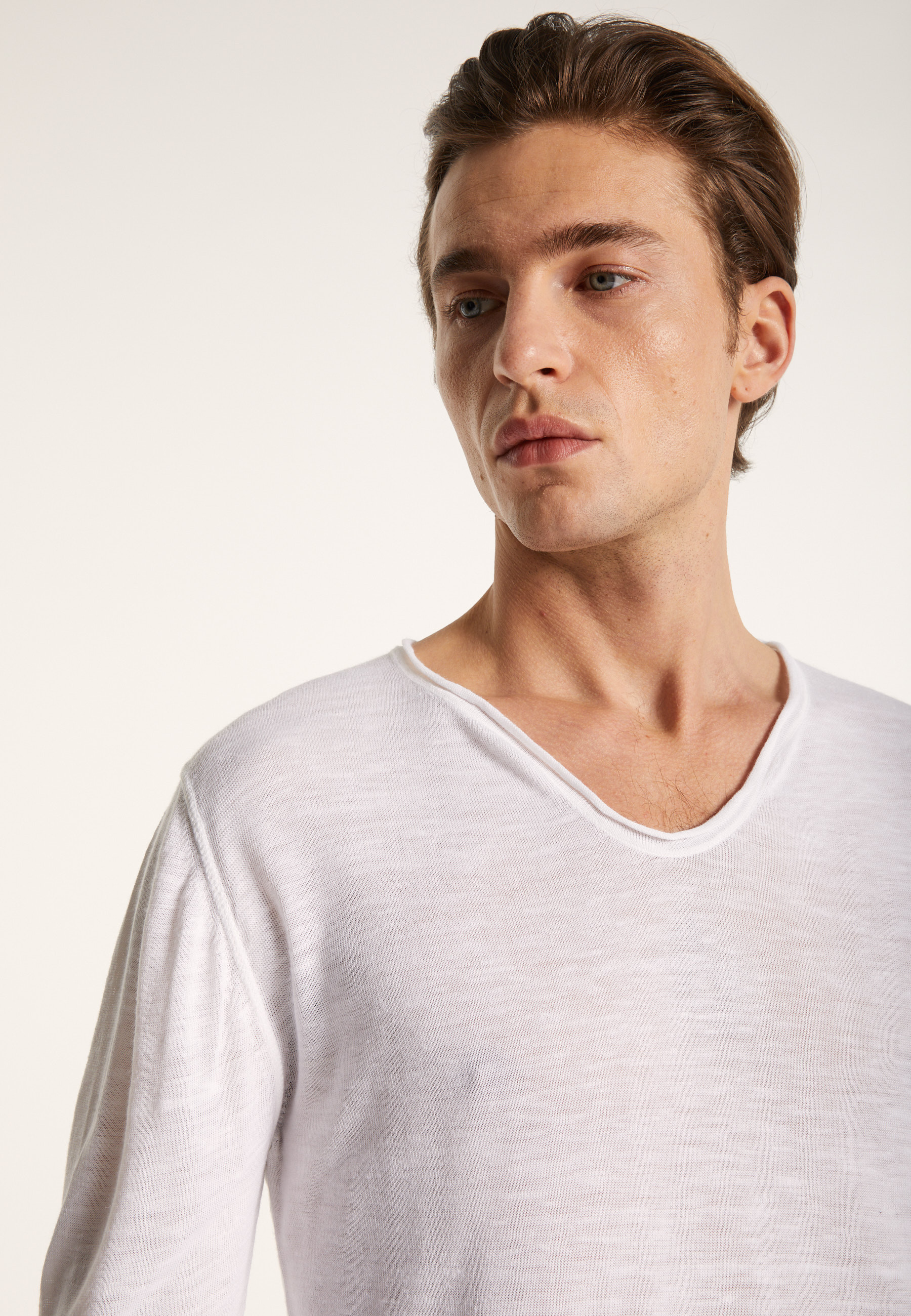 T-shirt col tunisien en lin flammé - Blayne 7230 epice - 46 Marron clair