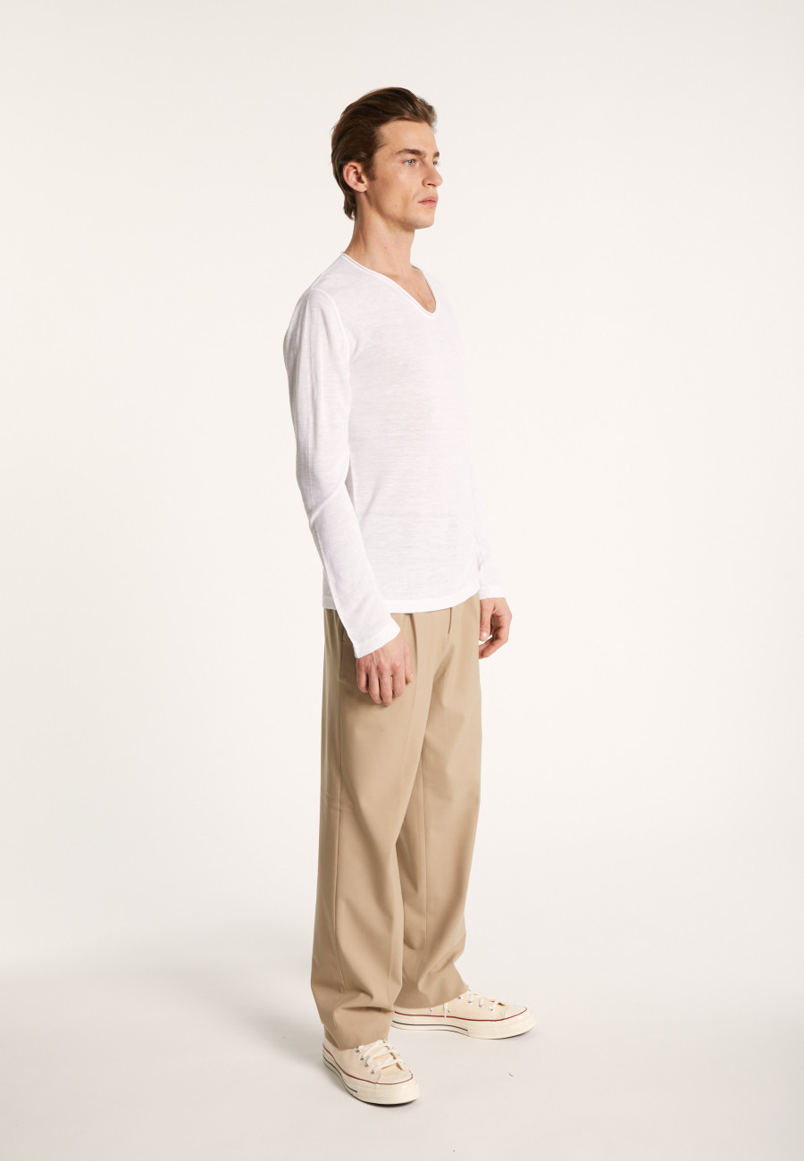 Slub linen T-shirt with Tunisian collar - Blayne