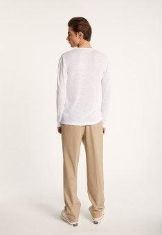 Slub linen T-shirt with Tunisian collar - Blayne