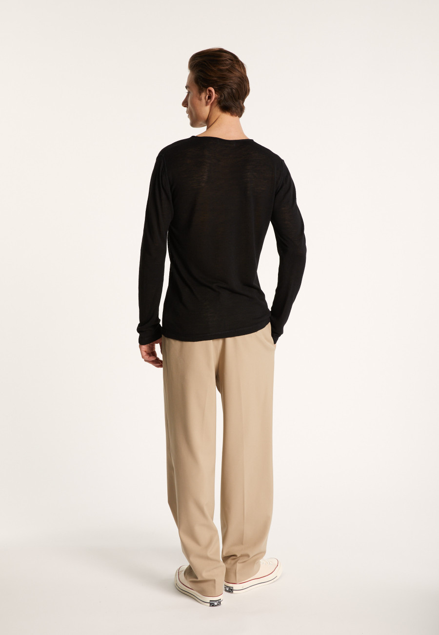 T-shirt col tunisien en lin flammé - Blayne