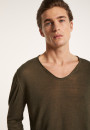 T-shirt col tunisien en lin flammé - Blayne 7230 epice - 46 Marron clair