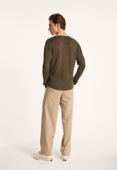 Slub linen T-shirt with Tunisian collar - Blayne