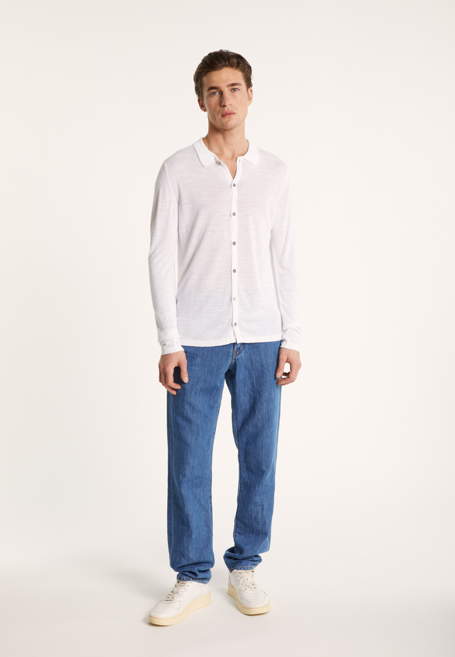 Chemise boutonnée en lin flammé - Blason