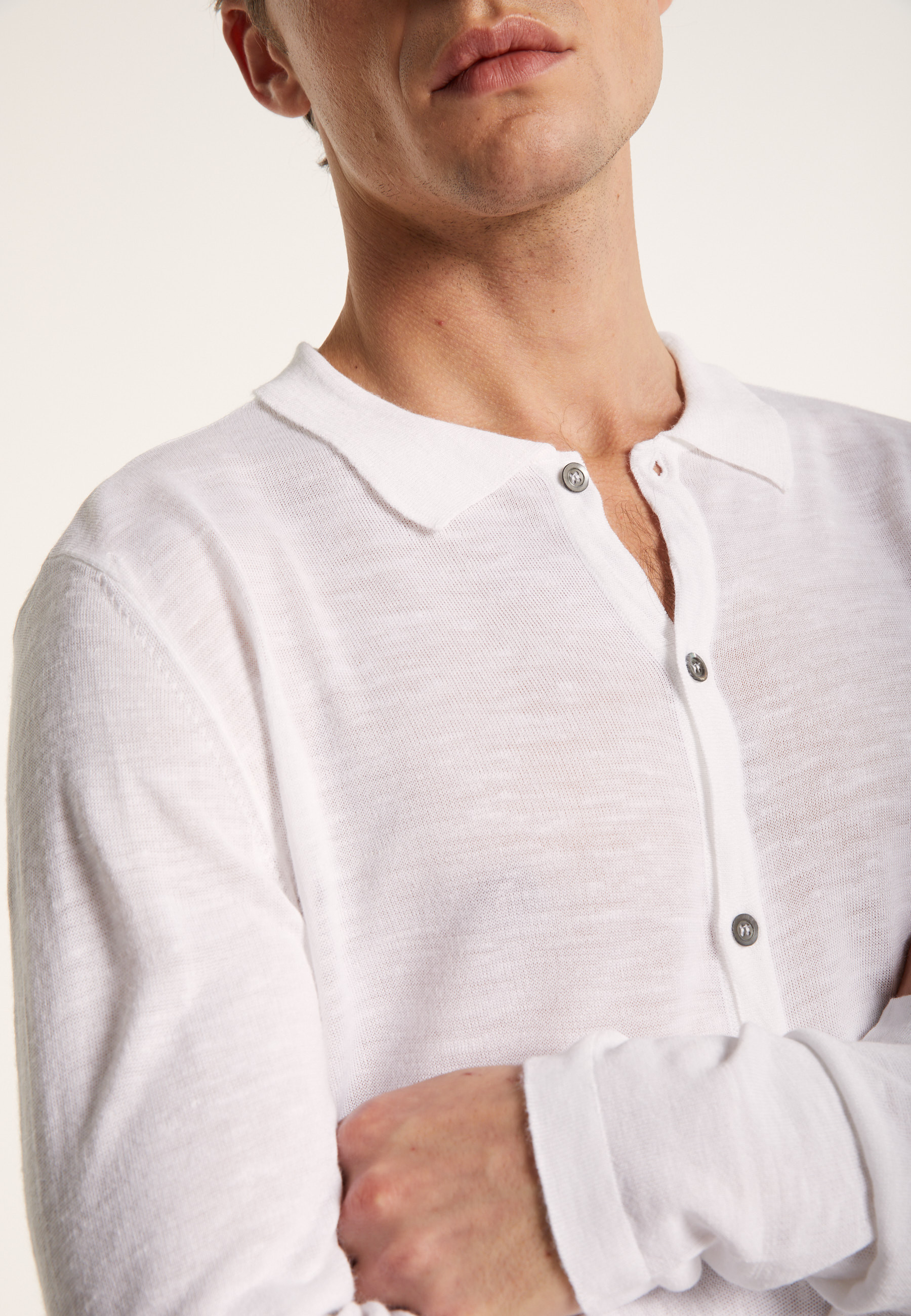 Chemise boutonné en lin flammé - Blason 7241 corsaire - 06 Bleu moyen