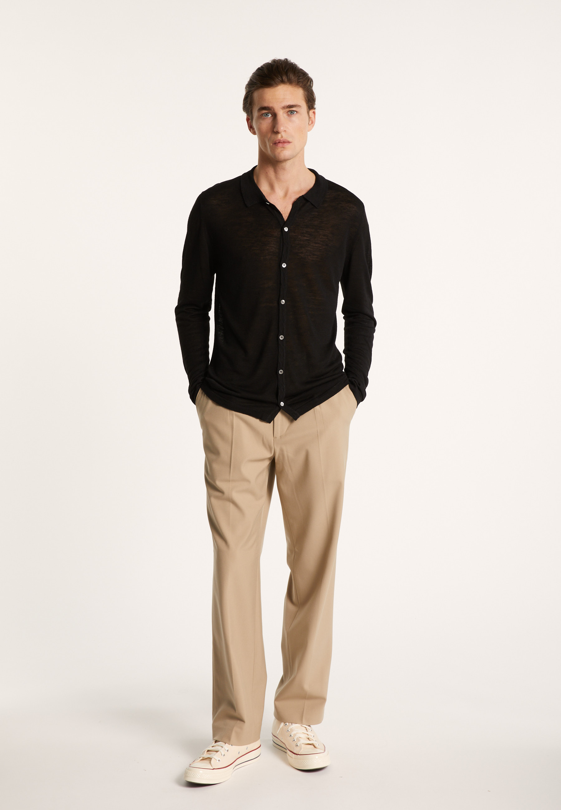 Chemise boutonné en lin flammé - Blason 7241 corsaire - 06 Bleu moyen