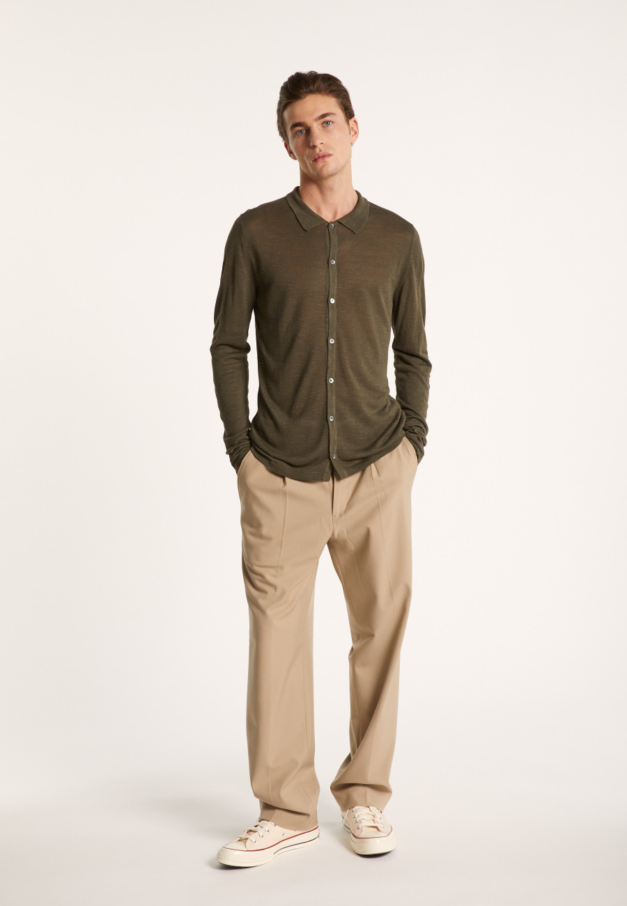 Chemise boutonnée en lin flammé - Blason