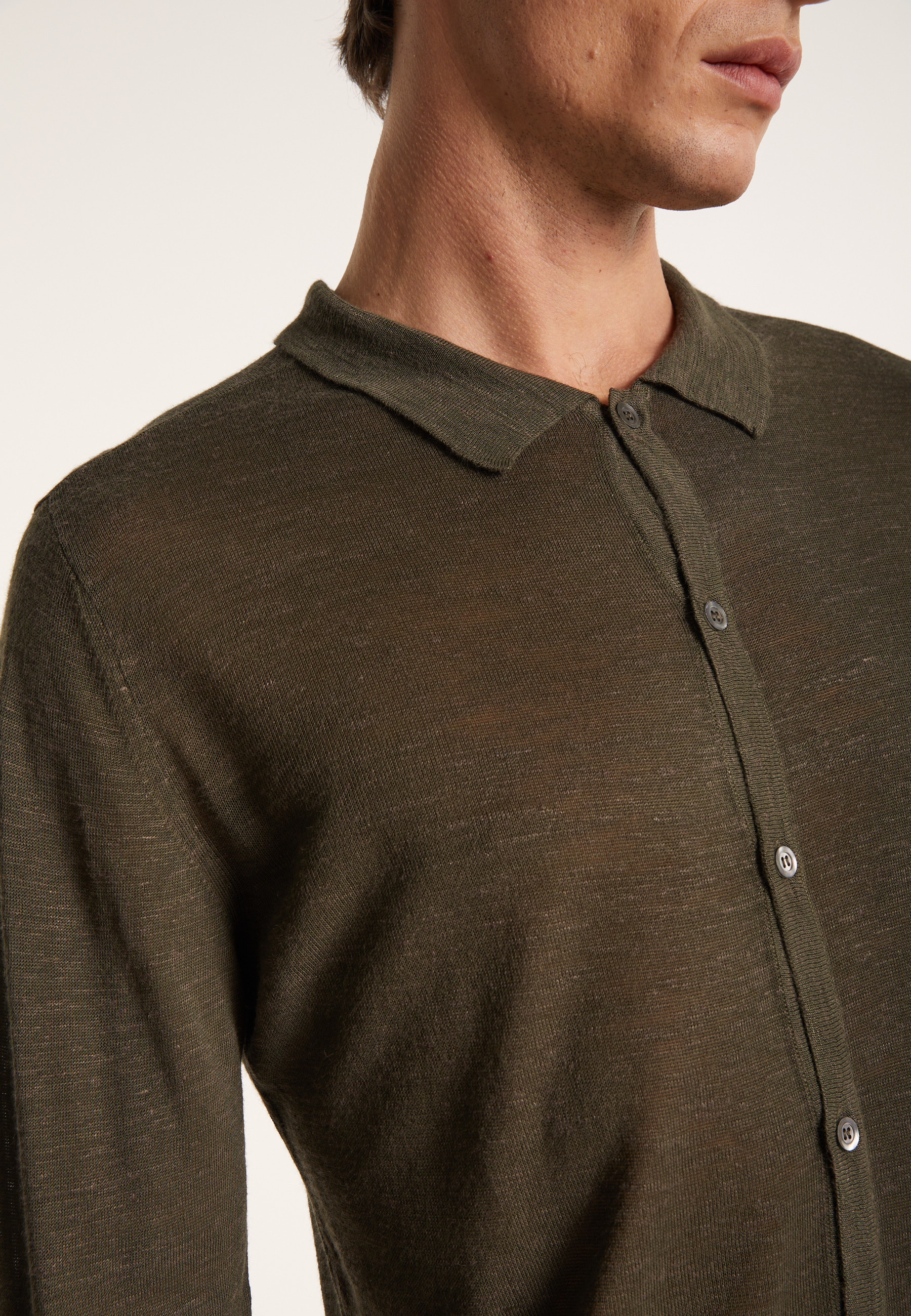 Chemise boutonné en lin flammé - Blason 7241 corsaire - 06 Bleu moyen