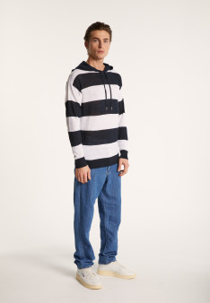 Two-tone hoodie in slub linen - Philip