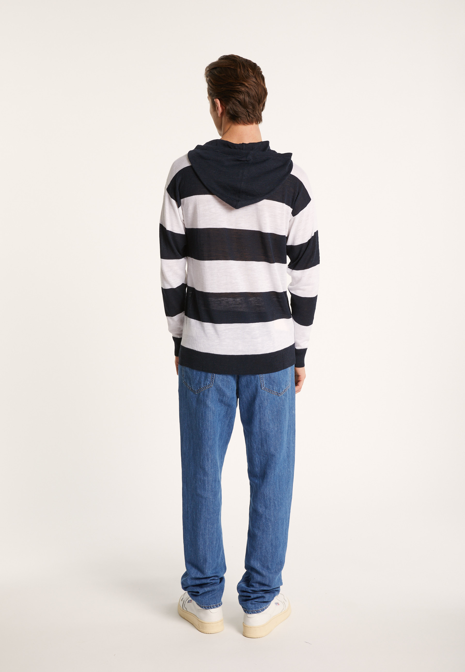 Hoodie bicolore en lin flammé - Philip 7340 sahara/blanc - 13 Beige moyen