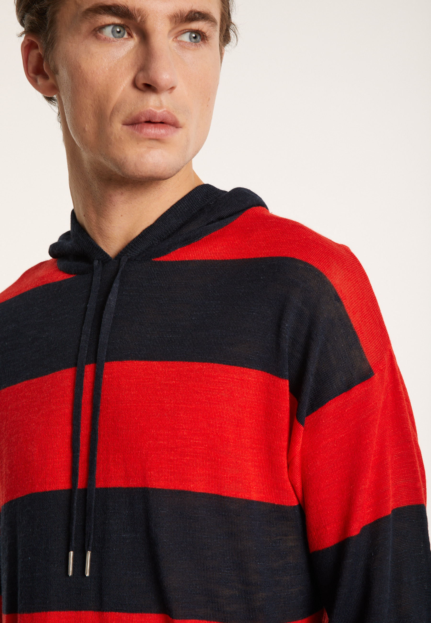 Two-tone hoodie in slub linen - Philip