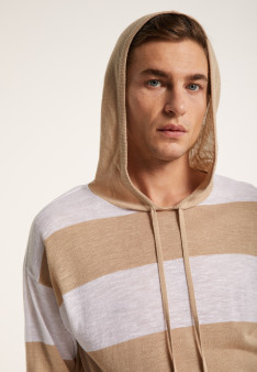 Two-tone hoodie in slub linen - Philip